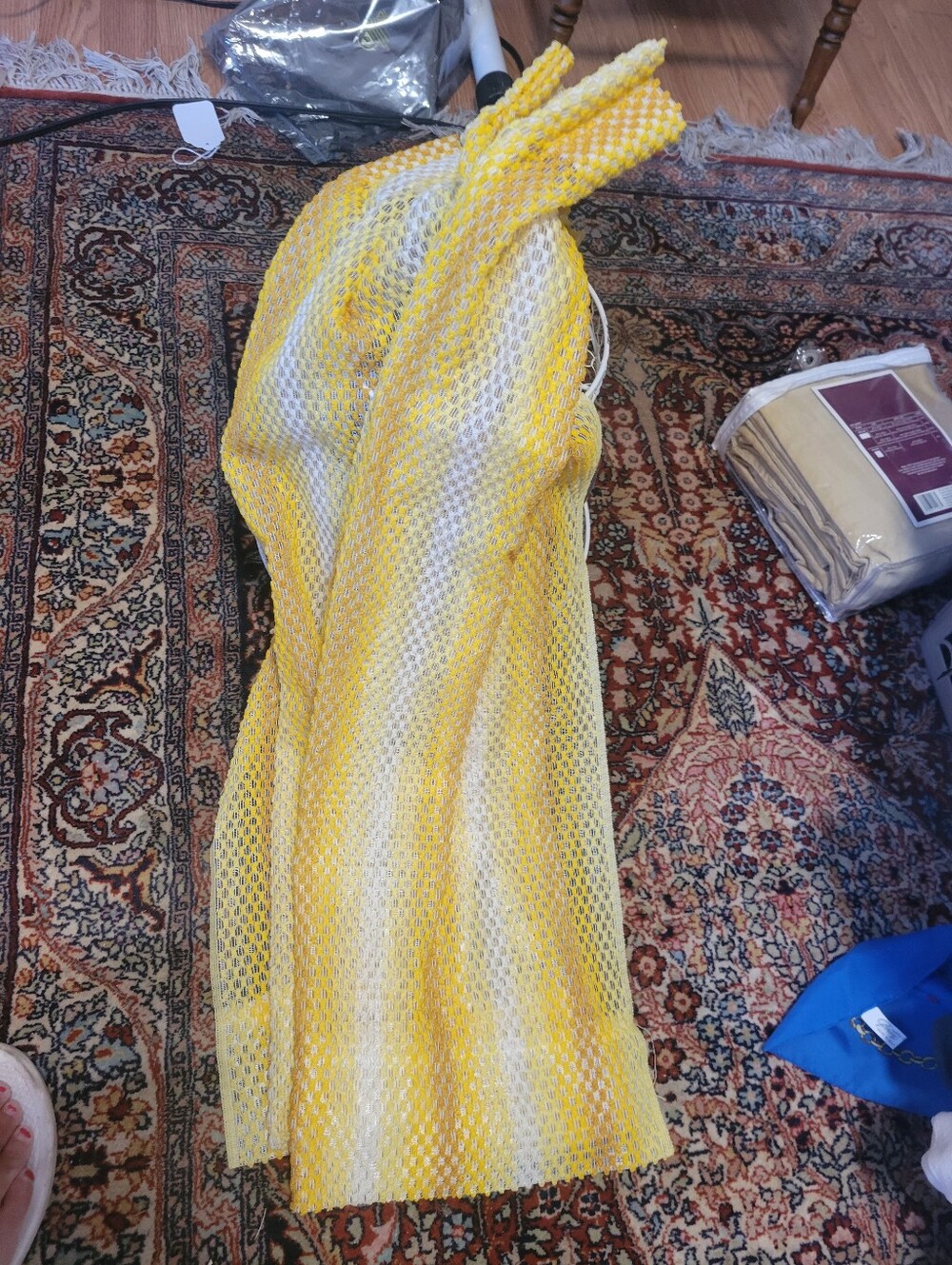 Vintage 70's Yellow Tones Pleated Curtains Four Panels